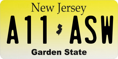 NJ license plate A11ASW