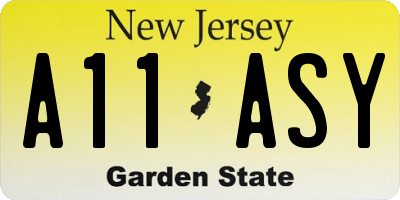 NJ license plate A11ASY