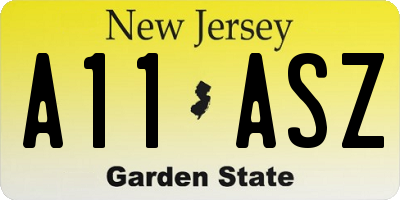 NJ license plate A11ASZ