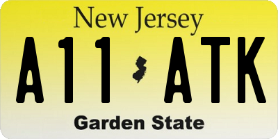 NJ license plate A11ATK