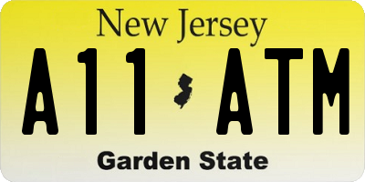 NJ license plate A11ATM