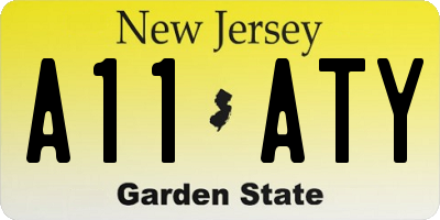 NJ license plate A11ATY