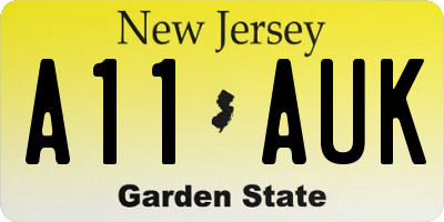 NJ license plate A11AUK