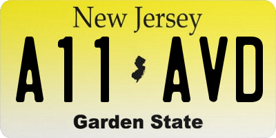 NJ license plate A11AVD