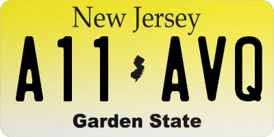 NJ license plate A11AVQ