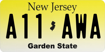 NJ license plate A11AWA