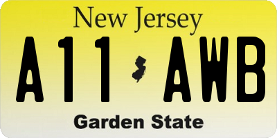 NJ license plate A11AWB