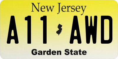 NJ license plate A11AWD