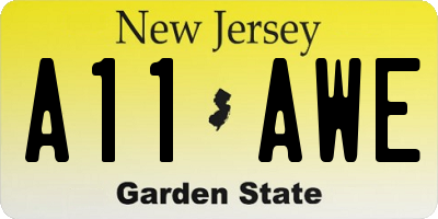 NJ license plate A11AWE