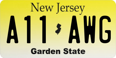 NJ license plate A11AWG