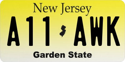 NJ license plate A11AWK