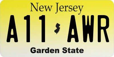 NJ license plate A11AWR