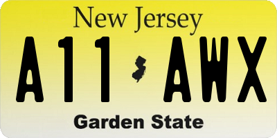 NJ license plate A11AWX