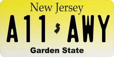 NJ license plate A11AWY