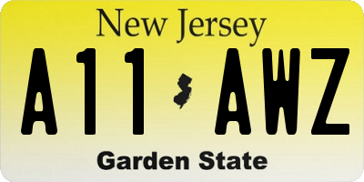 NJ license plate A11AWZ