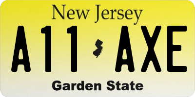 NJ license plate A11AXE