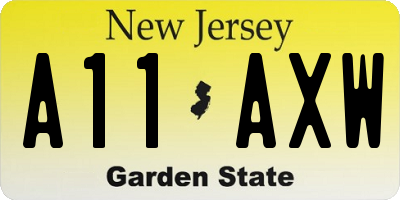 NJ license plate A11AXW