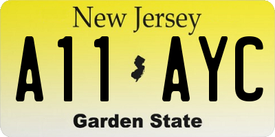 NJ license plate A11AYC