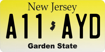 NJ license plate A11AYD