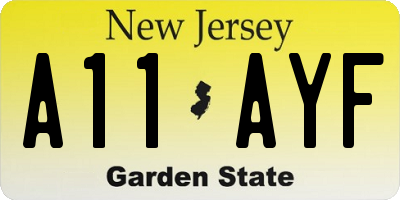 NJ license plate A11AYF