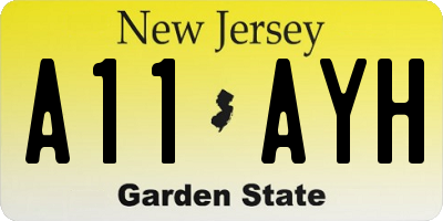 NJ license plate A11AYH