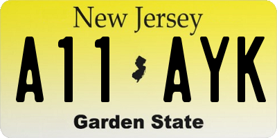 NJ license plate A11AYK