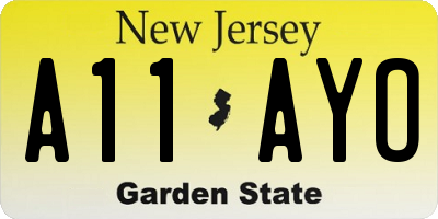 NJ license plate A11AYO