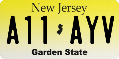 NJ license plate A11AYV