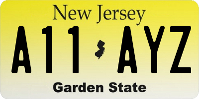 NJ license plate A11AYZ