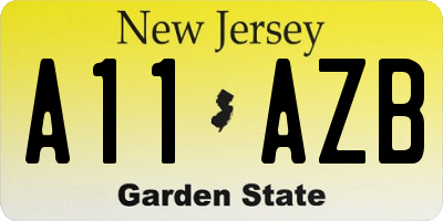 NJ license plate A11AZB