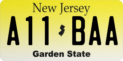 NJ license plate A11BAA