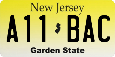 NJ license plate A11BAC