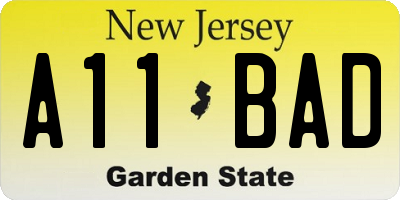 NJ license plate A11BAD