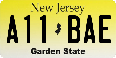 NJ license plate A11BAE