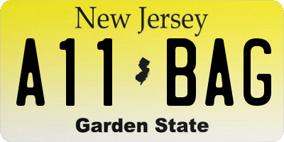 NJ license plate A11BAG