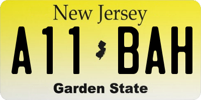 NJ license plate A11BAH