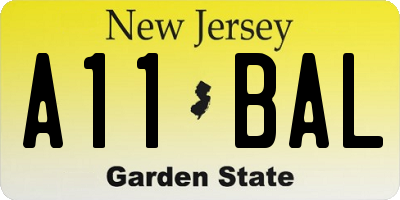 NJ license plate A11BAL