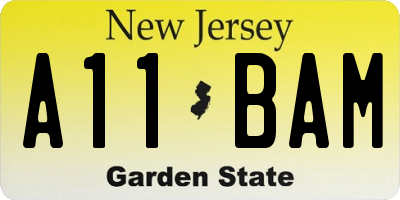 NJ license plate A11BAM