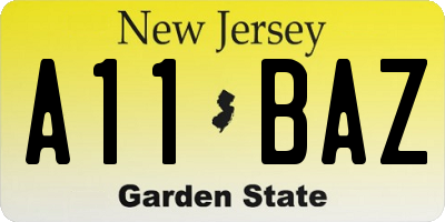 NJ license plate A11BAZ