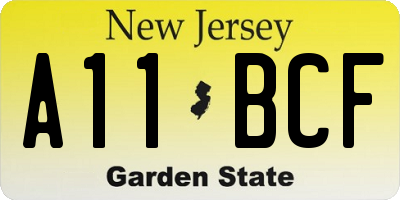 NJ license plate A11BCF