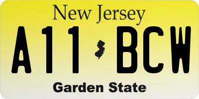 NJ license plate A11BCW