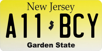 NJ license plate A11BCY