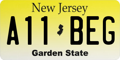 NJ license plate A11BEG