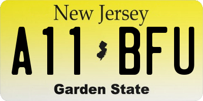 NJ license plate A11BFU