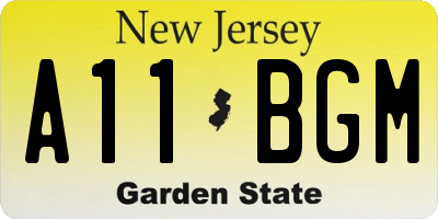 NJ license plate A11BGM