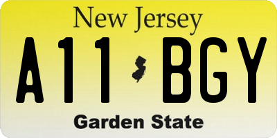 NJ license plate A11BGY