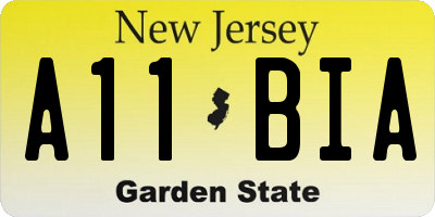 NJ license plate A11BIA