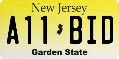 NJ license plate A11BID