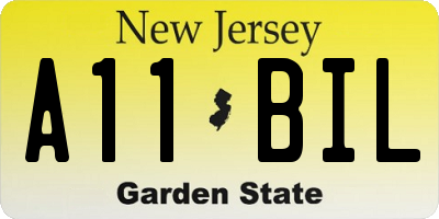 NJ license plate A11BIL