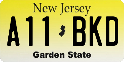 NJ license plate A11BKD